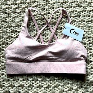 Zyia Pink Leopard Metallic Sports Bra - Size L